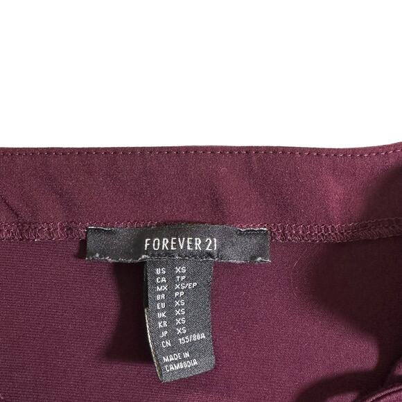 Y2K FOREVER 21 Womens Lace Up Long Sleeve Mini Dress Burgundy XS Grunge Goth Y2k - Picture 6 of 8